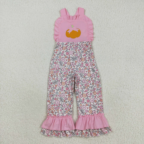 SR3176 Embroidery Pumpkin Flower Pink Girl's Jumpsuit