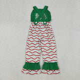 SR3178 Embroidery Christmas TIS THE SEASON Trees Pie Girl's Jumpsuit