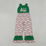 SR3178 Embroidery Christmas TIS THE SEASON Trees Pie Girl's Jumpsuit