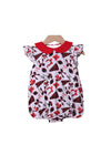Preorder MOQ 5 pcs SR3193 Game Day Go Team Bows Football Red Baby Girls Romper