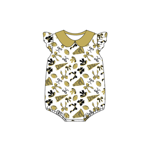 Preorder MOQ 5 pcs SR3198 Go Team Go Fight Win Bows Baby Girls Romper