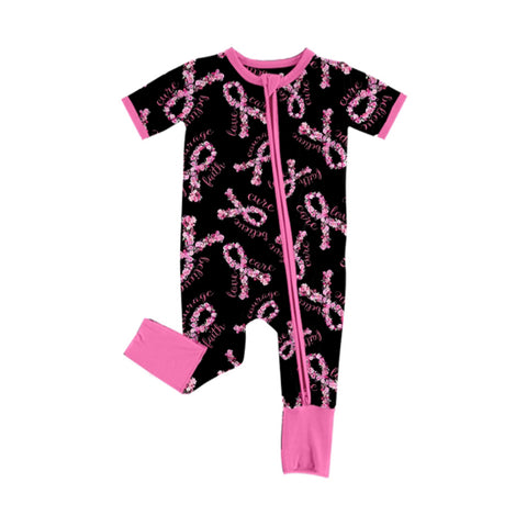 Preorder MOQ 5 pcs SR3210 Flower Pink Black Baby Sleepers