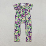 SR3211 Mardi Gras Camo Baby Zipper Romper Sleepers