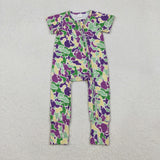 SR3211 Mardi Gras Camo Baby Zipper Romper Sleepers