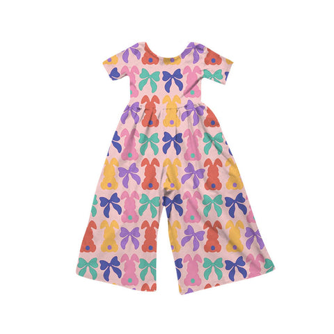 Preorder 10.14 MOQ 5 pcs SR3232 Easter Rabbit Bows Girl's Jumpsuit