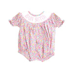 Preorder 10.14 MOQ 5 pcs SR3236 Baby Sister Flower Floral Baby Girls Bubble Romper