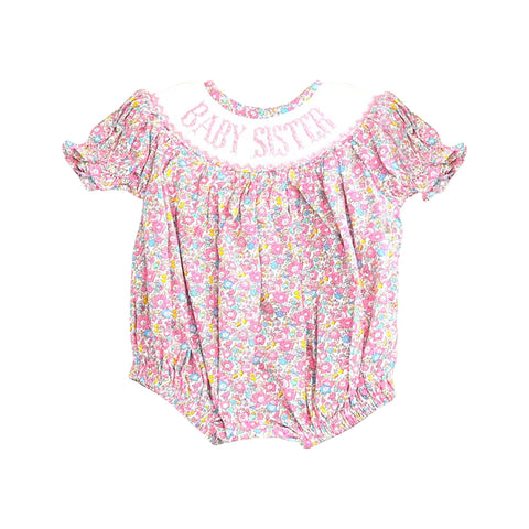 Preorder 10.14 MOQ 5 pcs SR3236 Baby Sister Flower Floral Baby Girls Bubble Romper
