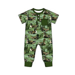 Preorder 10.16 MOQ 5 pcs SR3242 Mallard Ducks Green Boys Romper