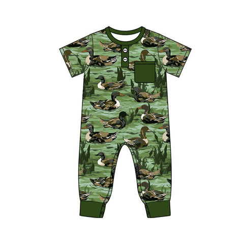 Preorder 10.16 MOQ 5 pcs SR3242 Mallard Ducks Green Boys Romper