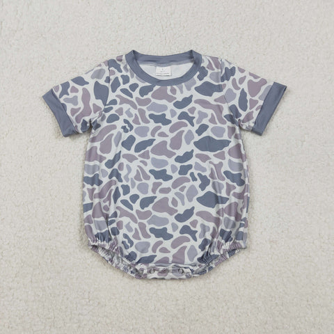 SR3243 Hunting Camo Gray Boys Bubble Romper
