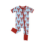 Preorder 10.15 MOQ 5 pcs SR3244 Crawfish Red Baby Sleepers Romper