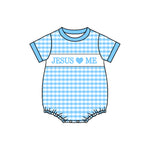 Preorder 10.16 MOQ 5 pcs SR3248 Jesus Love Me Blue Boys Romper