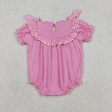 SR3250 Smocked Easter Cross Pink Girls Bubble Romper