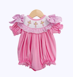 Preorder 10.16 MOQ 5 pcs SR3250 Easter Cross Pink Girls Bubble Romper