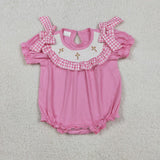 SR3250 Smocked Easter Cross Pink Girls Bubble Romper