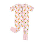 Preorder 10.17 MOQ 5 pcs SR3255 Easter Carrot Pink Plaid Baby Sleepers Romper