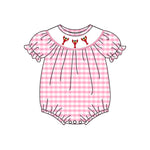 Preorder Samples SR3256 Embroidery Crawfish Pink Plaid Girls Romper