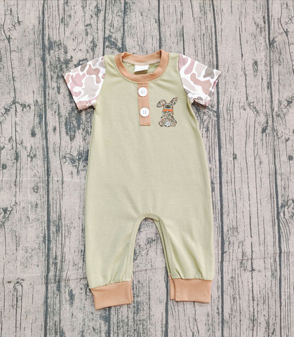 Preorder Samples SR3258 Embroidery Easter Rabbit Camo Boys Romper