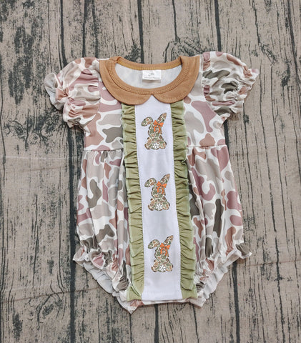 Preorder Samples SR3259 Embroidery Easter Rabbit Camo Girls Romper