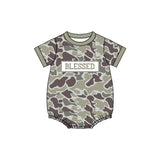 Preorder Samples SR3263 Embroidery Blessed Camo Baby Boys Romper