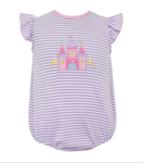 Preorder 10.23 MOQ 5 pcs SR3265 Castle Purple Stripe Baby Girls Romper