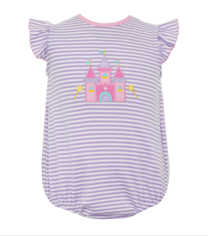 Preorder 10.23 MOQ 5 pcs SR3265 Castle Purple Stripe Baby Girls Romper