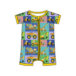 Preorder 10.23 MOQ 5 pcs SR3268 Truck Car Yellow Baby Sleepers Romper