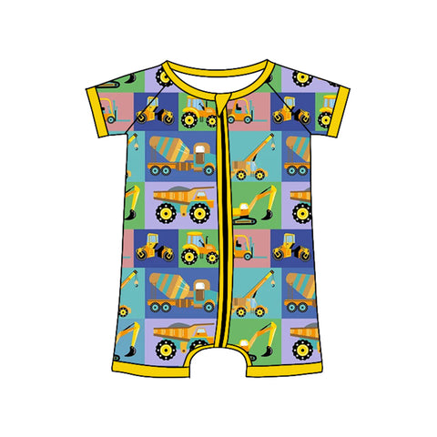 Preorder 10.23 MOQ 5 pcs SR3268 Truck Car Yellow Baby Sleepers Romper