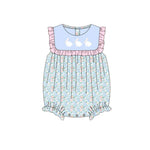 Preorder 10.23 MOQ 5 pcs SR3271 Easter Rabbit Blue Baby Girls Romper