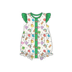Preorder 10.23 MOQ 5 pcs SR3275 Lucky Girl Rainbow Green Baby Girls Romper