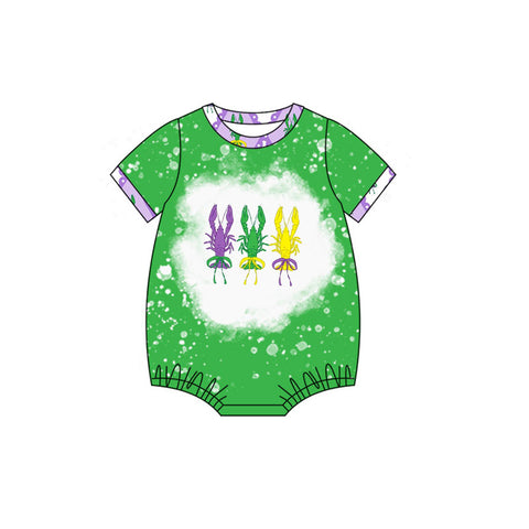 Preorder 10.23 MOQ 5 pcs SR3278 Mardi Gras Crawfish Baby Boys Romper