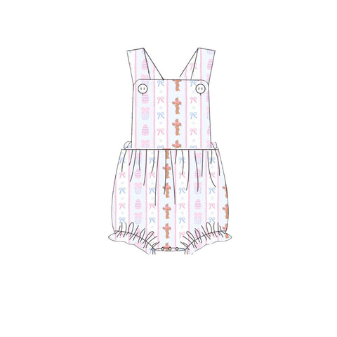 Preorder 10.28 MOQ 5 pcs SR3283 Easter Bows Pink Baby Girls Romper
