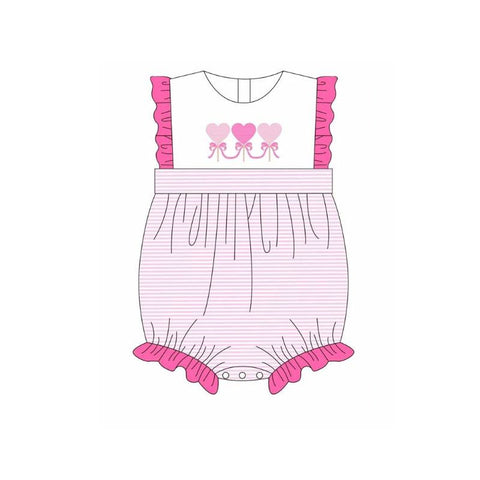 Preorder 10.28 MOQ 5 pcs SR3286 Valentine's Day Bows Pink Baby Girls Romper