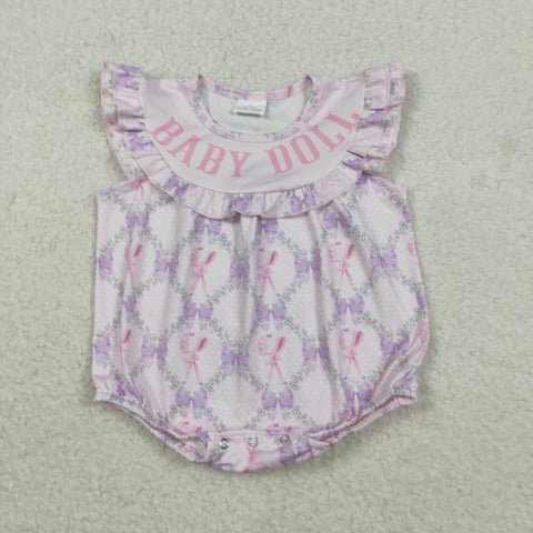 SR3292 Baby Doll Flower Bows Baby Bubble Romper