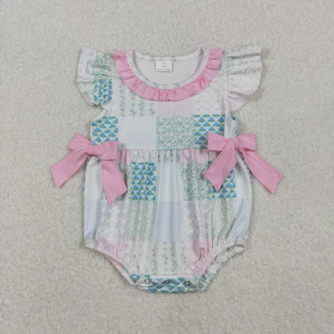 SR3293 Flower Floral Pink Baby Girls Romper