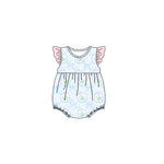 Preorder 10.29 MOQ 5 pcs SR3294 Flower Bows Pink Baby Girls Romper