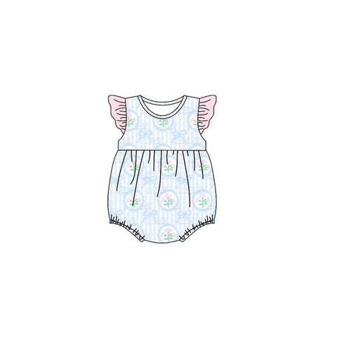 Preorder 10.29 MOQ 5 pcs SR3294 Flower Bows Pink Baby Girls Romper
