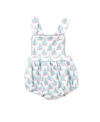 Preorder 10.29 MOQ 5 pcs SR3295 Sailboat Blue Baby Bubble Romper