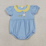 SR3298 Embroidery Goose Ducks Bows Baby Bubble Romper