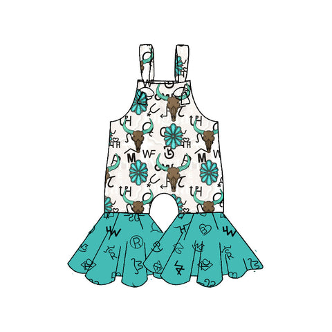 10.10 Pre-order SR3299 baby girls cow blue Jumpsuit
