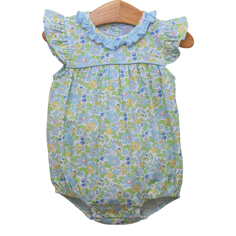 Preorder 11.04 MOQ 5 pcs SR3309 Flower Green Blue Baby Girls Romper