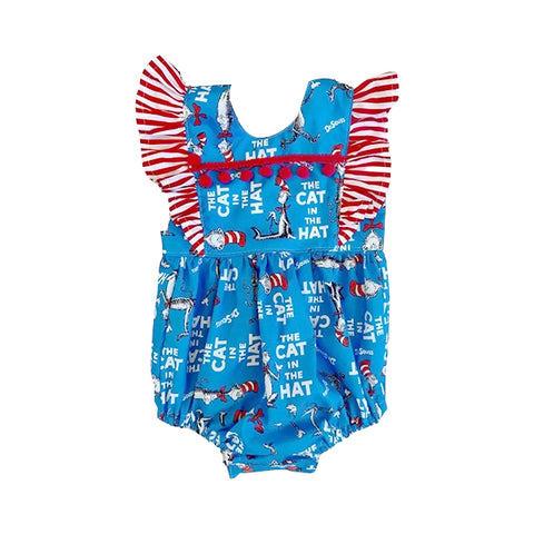 Preorder 11.04 MOQ 5 pcs SR3310 The Cat In The Hat Baby Girls Romper