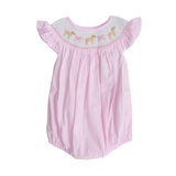 Preorder Samples SR3316 Smocked Dot Bows Pink Baby Girls Romper