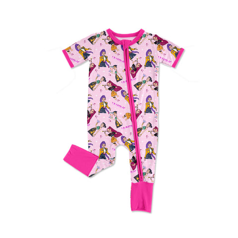 Preorder 11.04 MOQ 5 pcs SR3319 Cartoon Hot Pink Baby Sleepers Romper