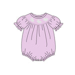 Preorder 11.16 MOQ 5 pcs SR3320 Easter Rabbit Purple Baby Girls Romper