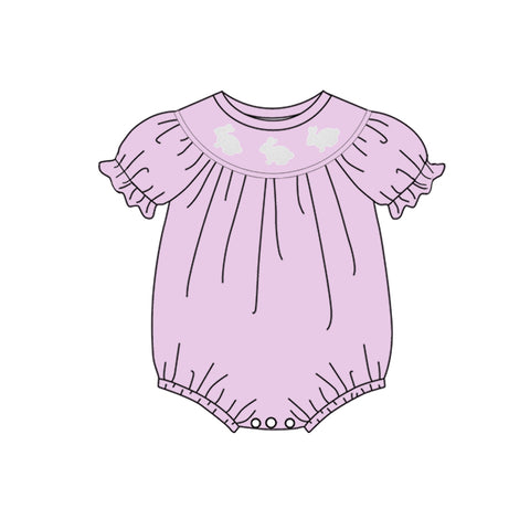 Preorder 11.16 MOQ 5 pcs SR3320 Easter Rabbit Purple Baby Girls Romper