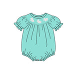 Preorder 11.16 MOQ 5 pcs SR3321 Easter Rabbit Mint Green Baby Girls Romper