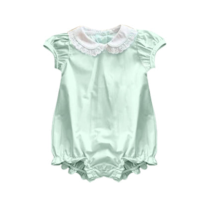 Preorder 11.16 MOQ 5 pcs SR3324 Green Ruffles Baby Girls Romper