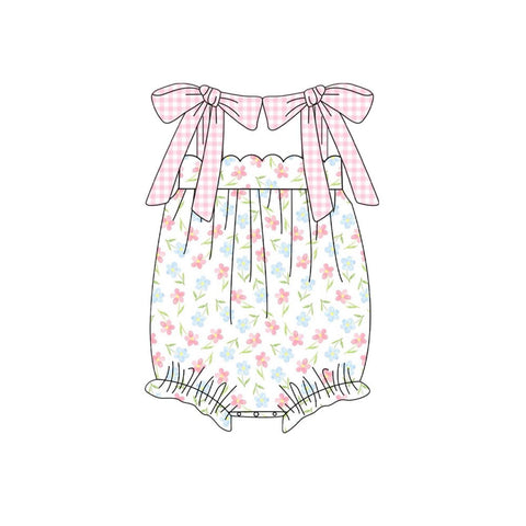 Preorder 11.17 MOQ 5 pcs Flower Floral Pink Baby Girls Romper