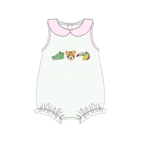 Preorder 11.20 MOQ 5 pcs SR3340 Animals Pink Baby Girls Romper